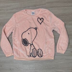 Peanuts Snoopy Plush Fleece Sweater – Pink (Size L 11–13)